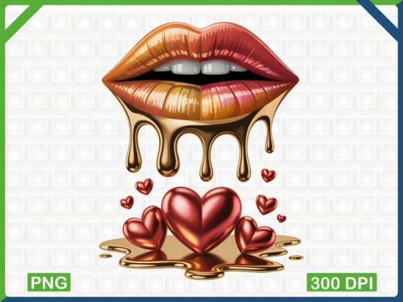 Download Golden Dripping Lips PNG - Dripping lips Collection
