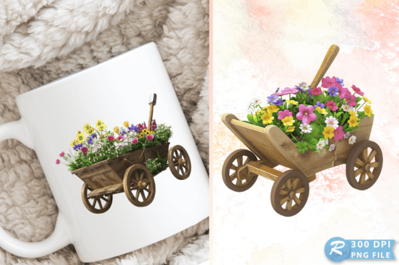 Download Spring Wheelbarrow with Flowers Clipart - Premium Resources