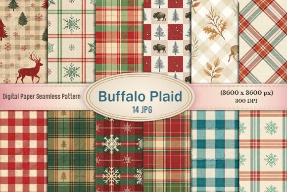Download Buffalo Plaid Christmas Digital Paper - Buffalo plaid Collection