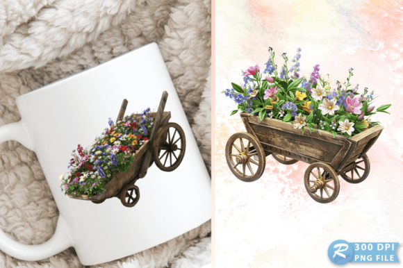 Download Spring Wheelbarrow with Flowers Clipart - Premium Resources