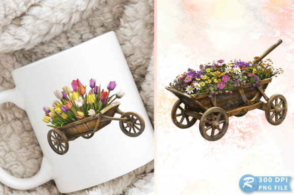 Download Spring Wheelbarrow with Flowers Clipart - Premium Resources