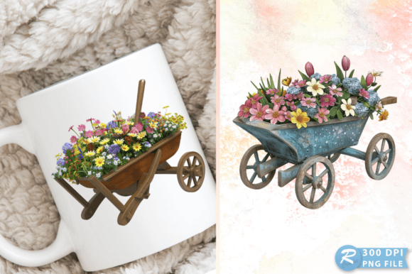 Download Spring Wheelbarrow with Flowers Clipart - Premium Resources
