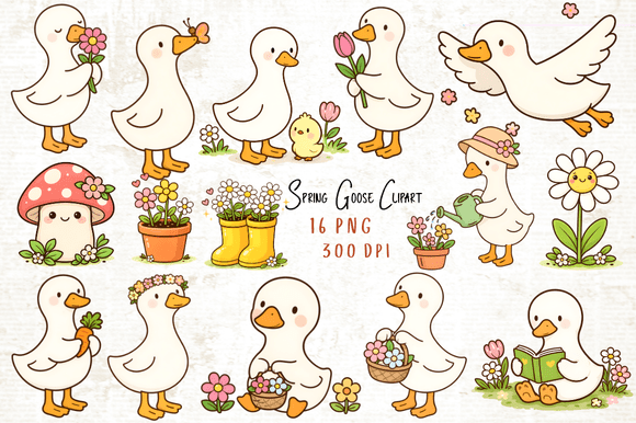 Download Spring Goose Clipart PNG - Premium Bundle