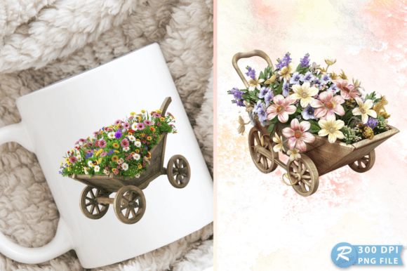 Download Spring Wheelbarrow with Flowers Clipart - Premium Resources