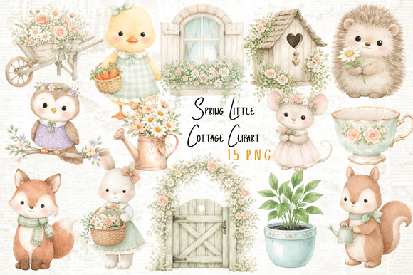 Download Spring Little Cottage Clipart - Premium Bundle
