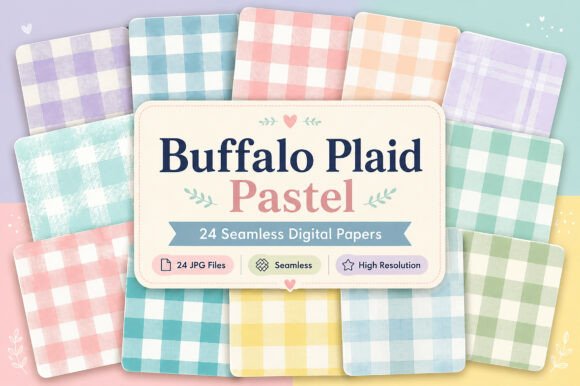 Download Buffalo Plaid Pastel Digital Patterns - Buffalo plaid Collection
