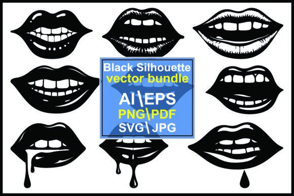Download Silhouettes Dripping Lips Clipart - Dripping lips Collection